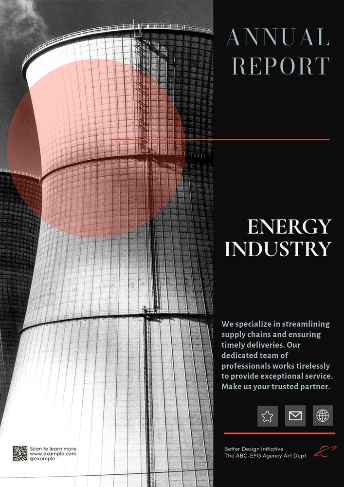 Energy industry  poster template, editable text and design