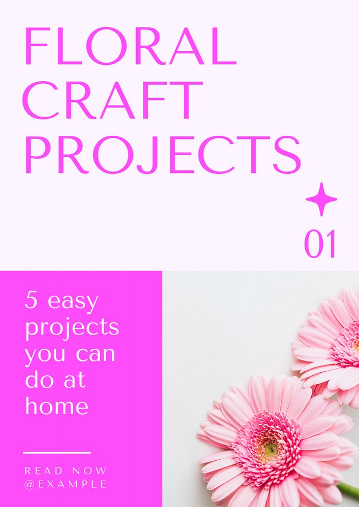 Floral craft projects  poster template, editable text & design