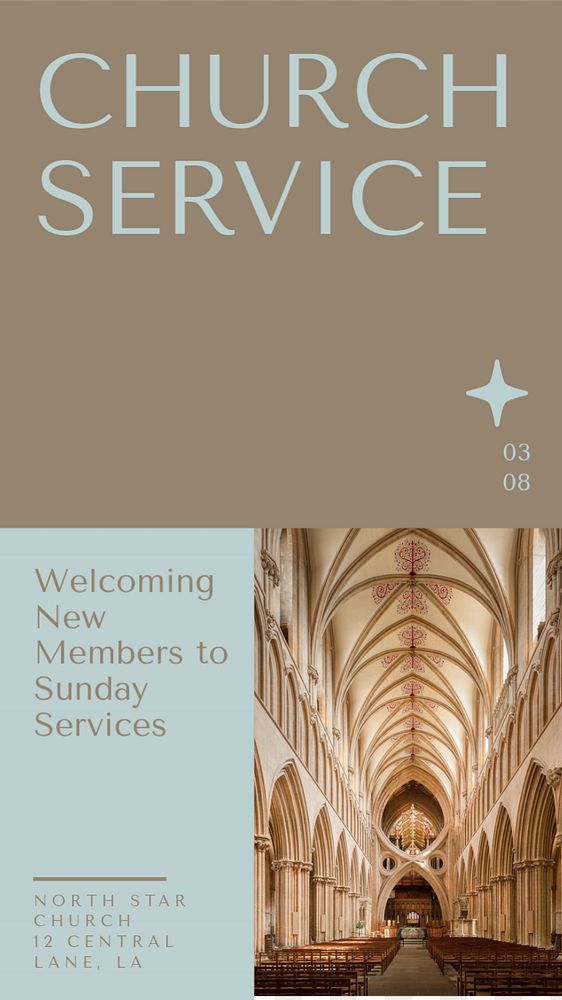 Church service  Instagram story template, editable text