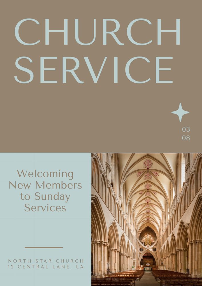 Church service  poster template, editable text & design