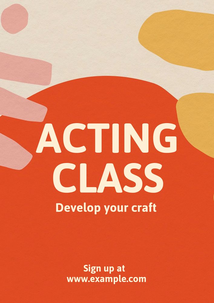 Acting class poster template, editable text & design