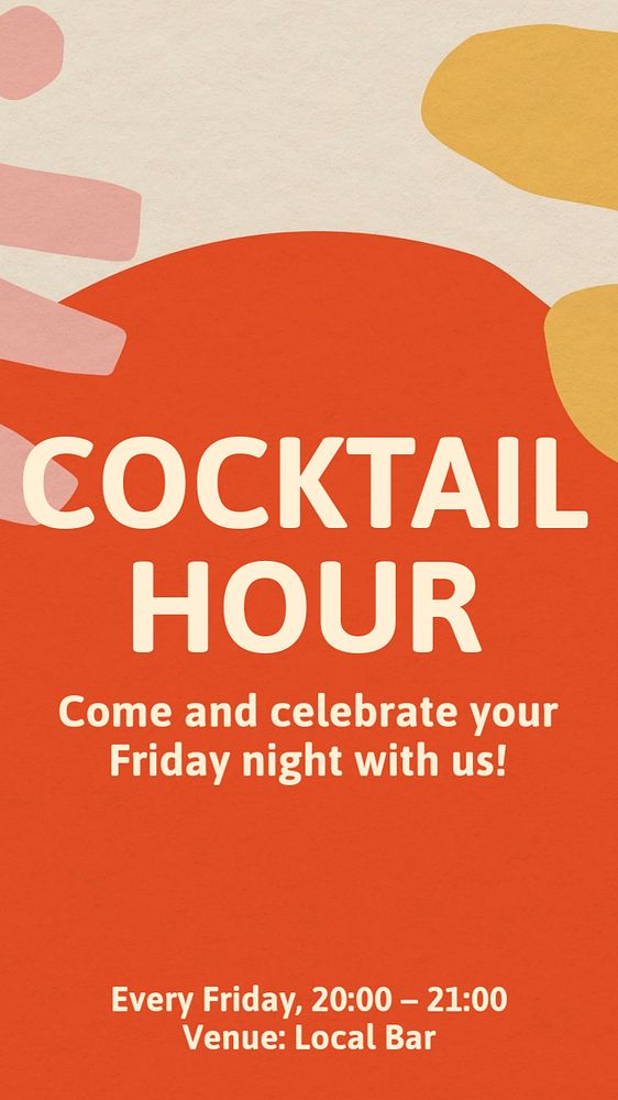 Cocktail hour Instagram story template, editable text