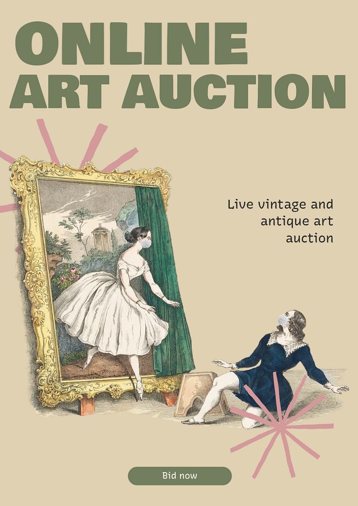 Online art auction  poster template, editable text & design