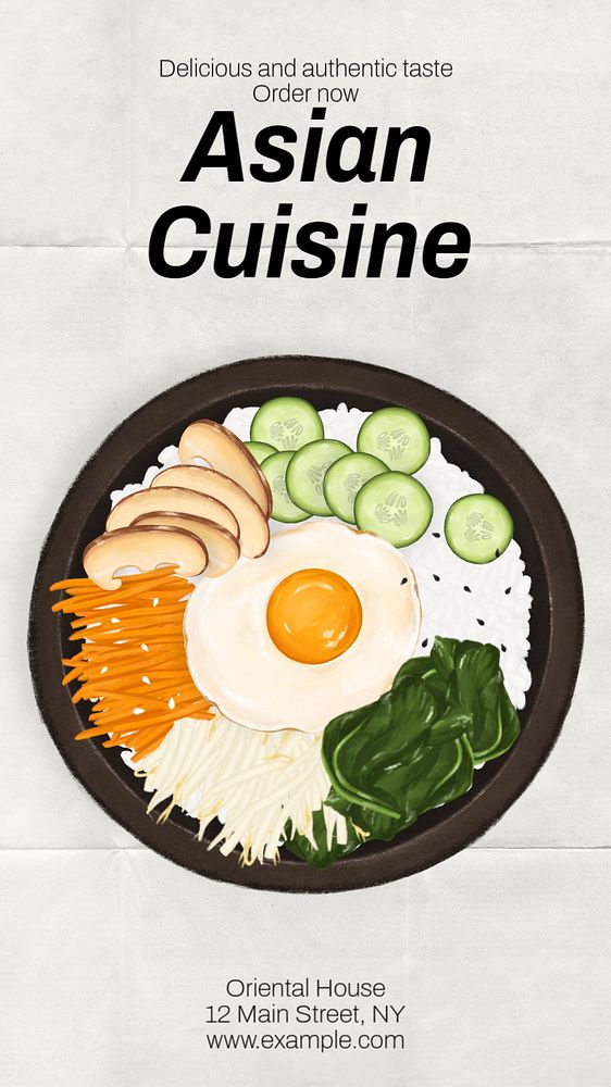 Asian cuisine Instagram story template, editable text