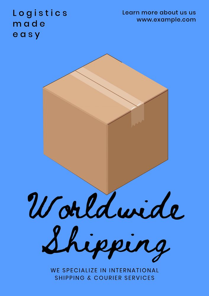 Worldwide shipping poster template, editable text & design