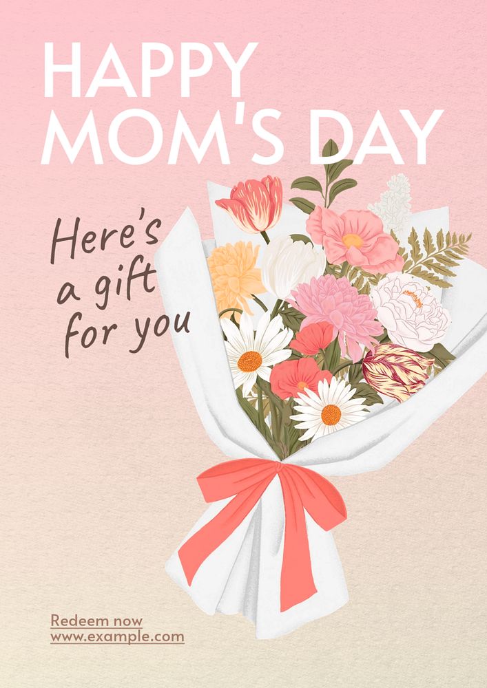 Happy mom's day poster template, editable text & design