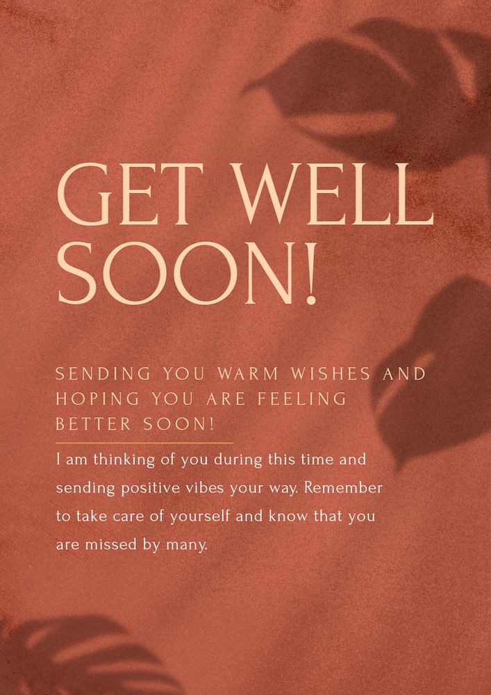 Get well soon poster template, editable text & design