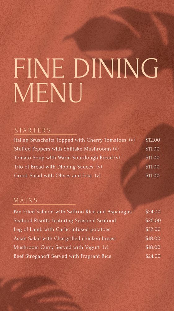 Restaurant menu Instagram story template, editable text