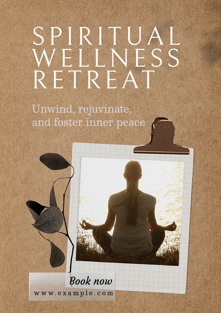 Spiritual wellness retreat  poster template, editable text & design