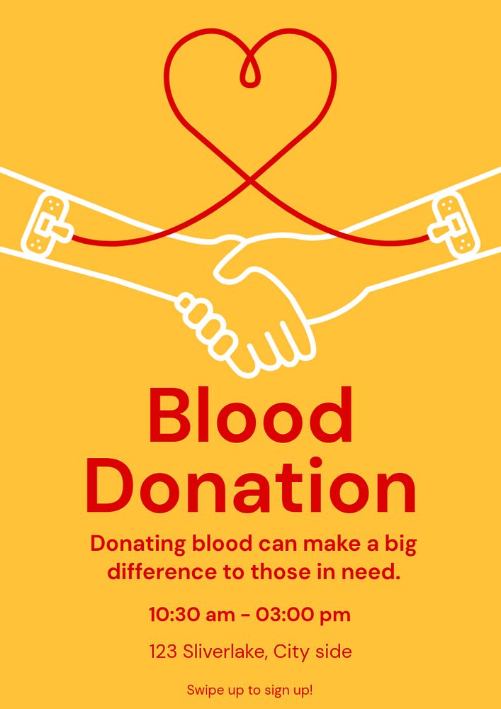 Blood donation poster template, editable text & design