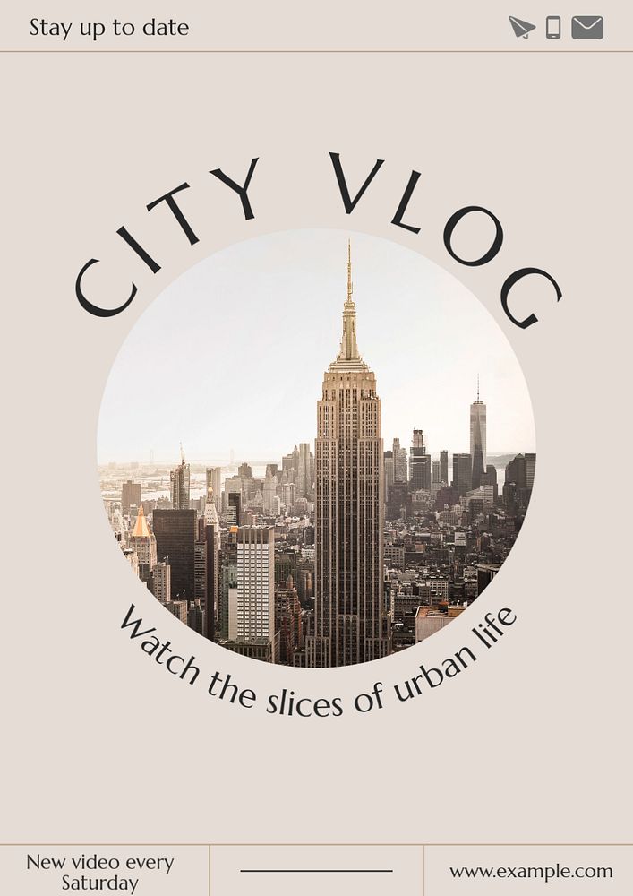 City vlog  poster template, editable text & design