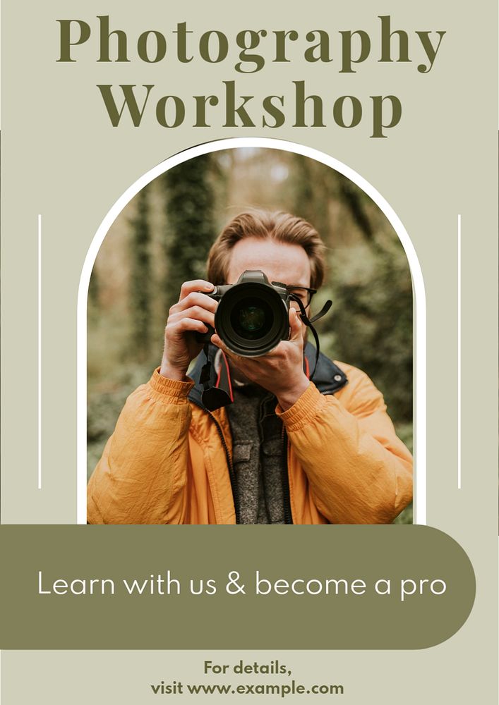 Photography workshop  poster template, editable text & design