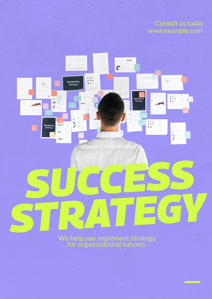 Success strategy  poster template, editable text & design