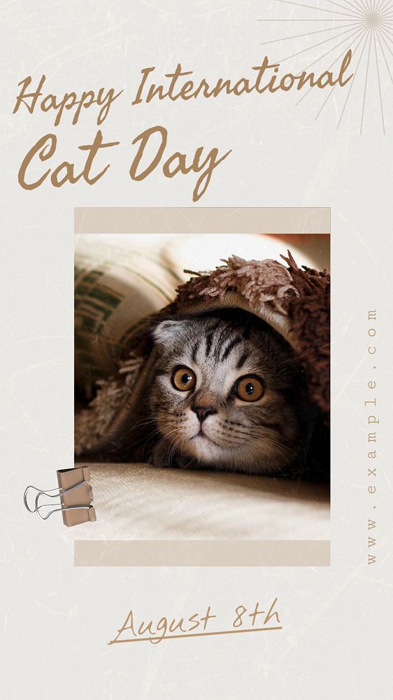 Cat day  Instagram story template, editable text