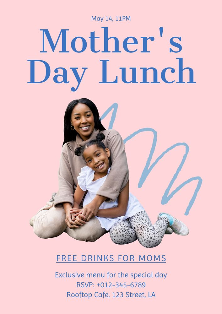 Mother's day lunch poster template, editable text & design