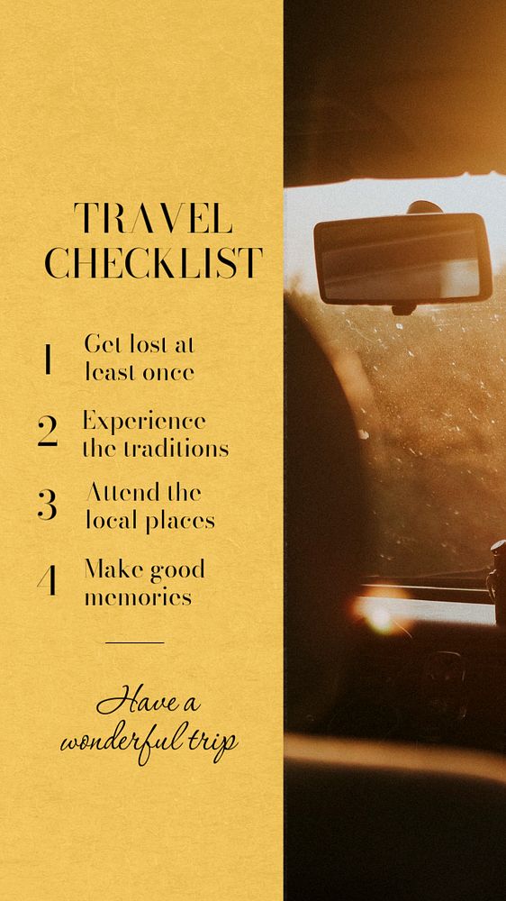 Travel checklist  Instagram story template, editable text