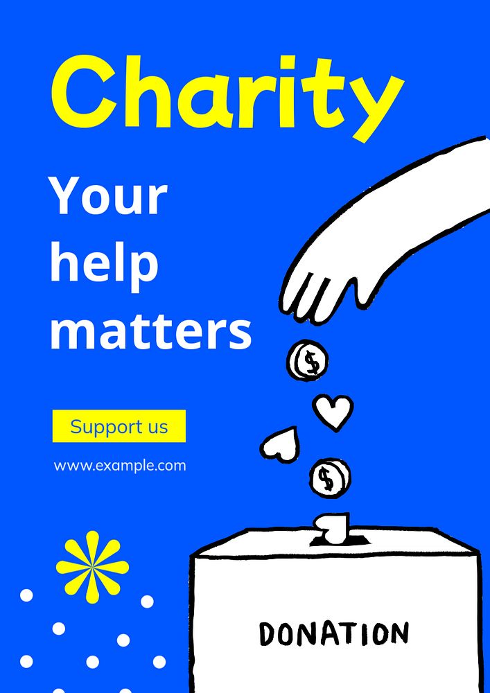 Charity poster template, editable text & design