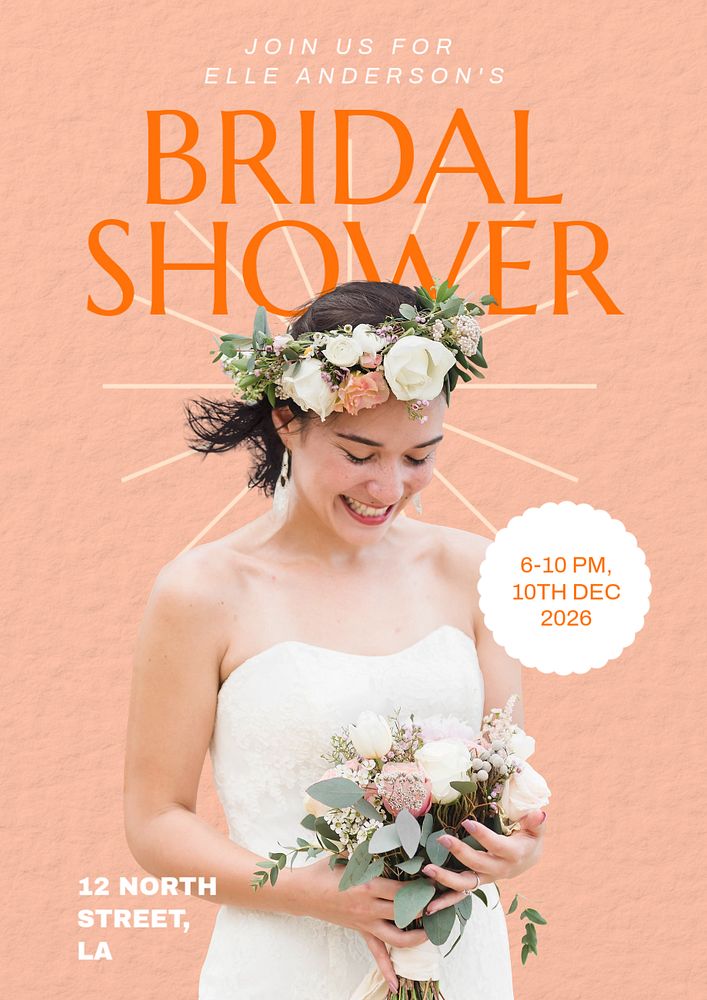 Bridal shower  poster template, editable text & design