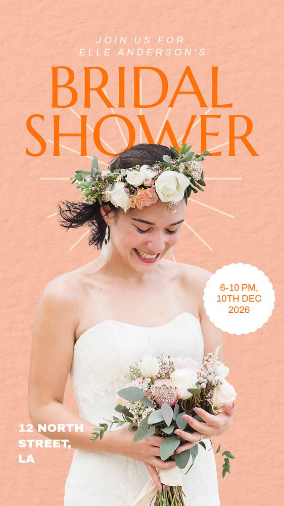 Bridal shower  Instagram story template, editable text