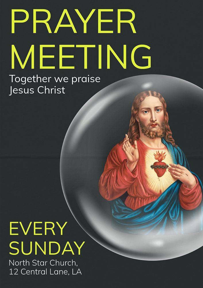 Prayer meeting  poster template, editable text & design