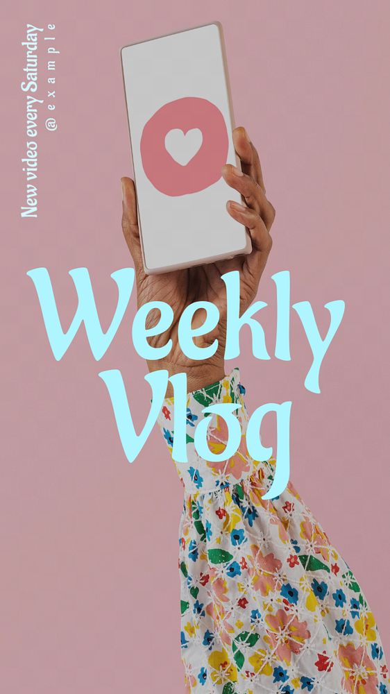 Weekly vlog Instagram story template, editable text