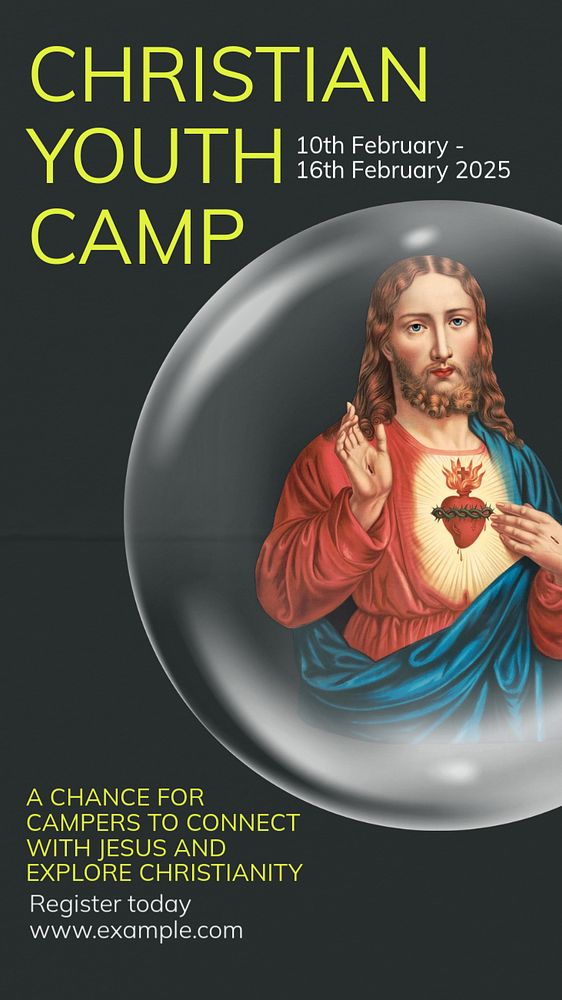 Christian youth camp  Instagram story template, editable text