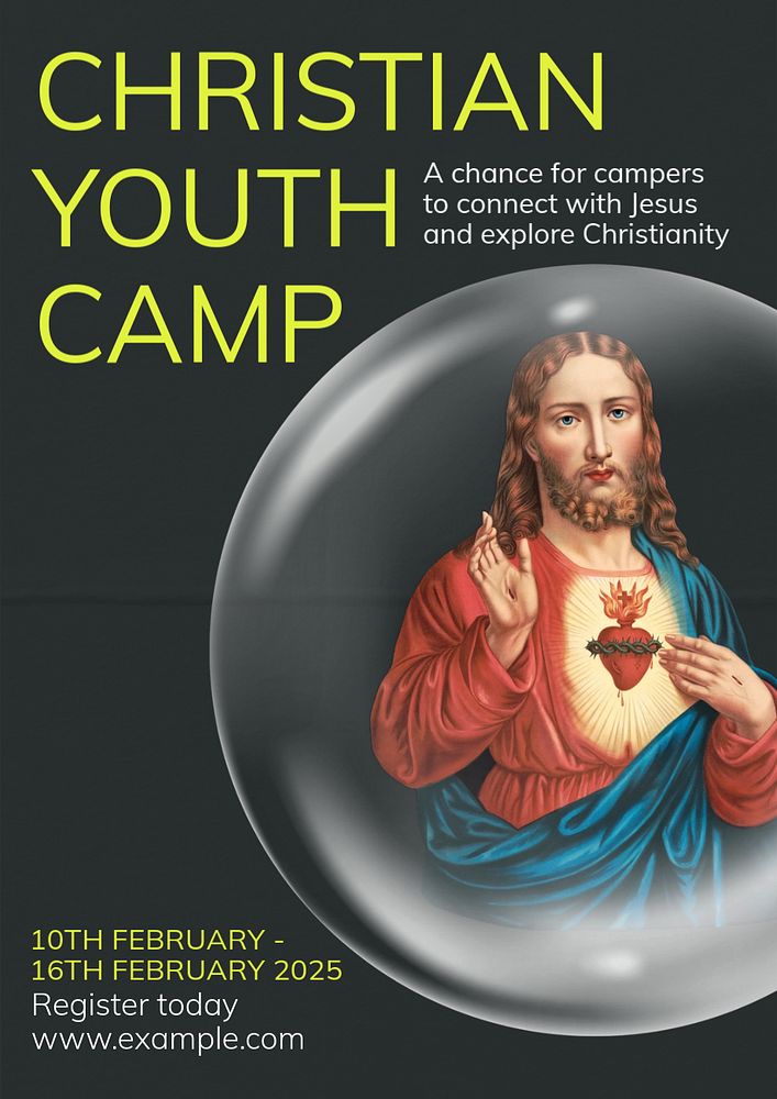 Christian youth camp  poster template, editable text & design