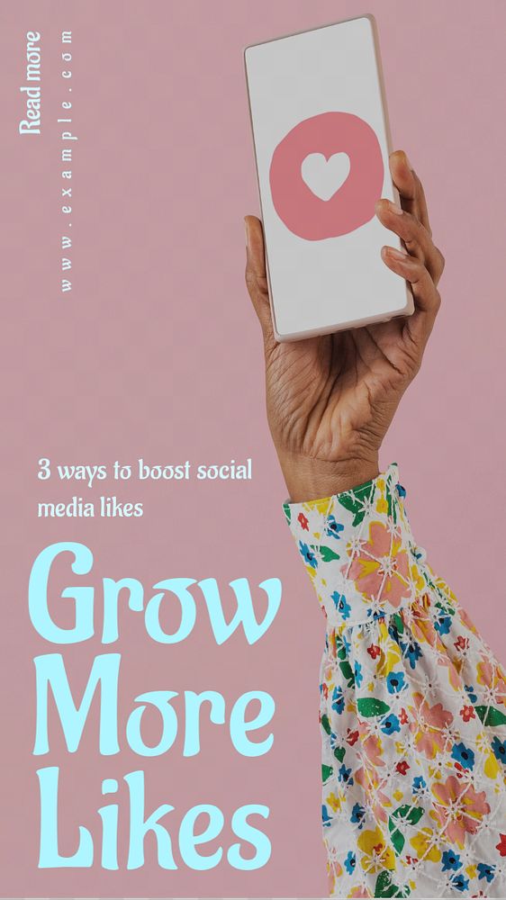 Grow more likes Instagram story template, editable text