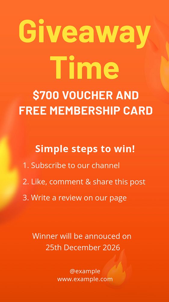 Giveaway time Instagram story template, editable text