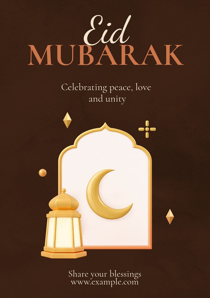 Eid Mubarak poster template, editable text and design