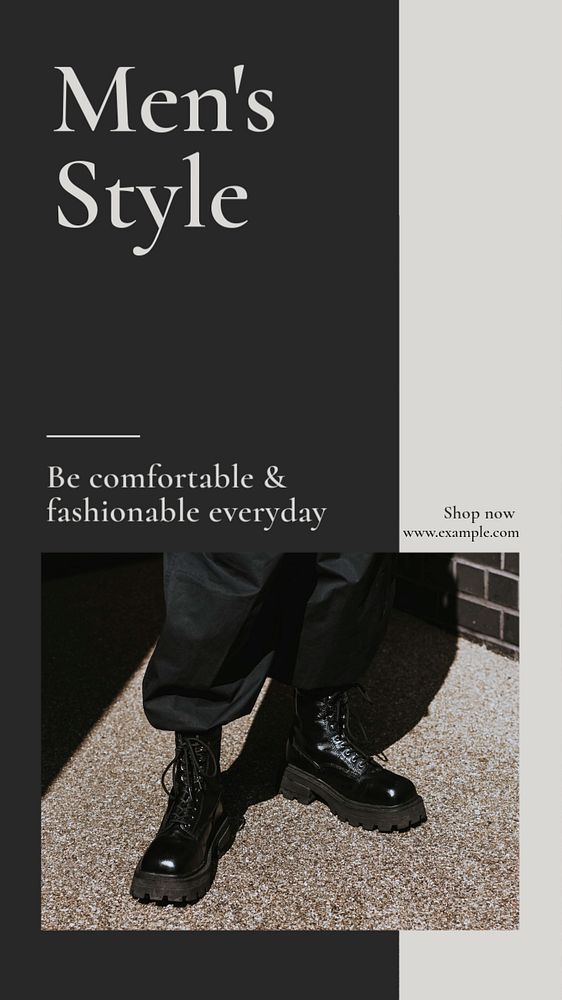 Men's style  Instagram story template, editable text