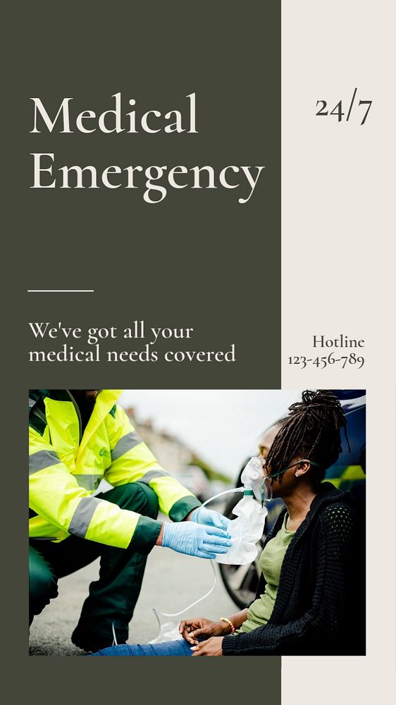 Medical emergency  Instagram story template, editable text