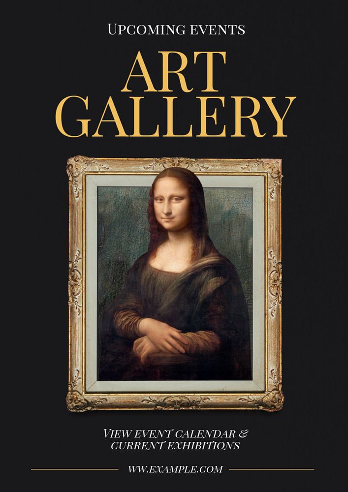 Art gallery events poster template, editable text and design