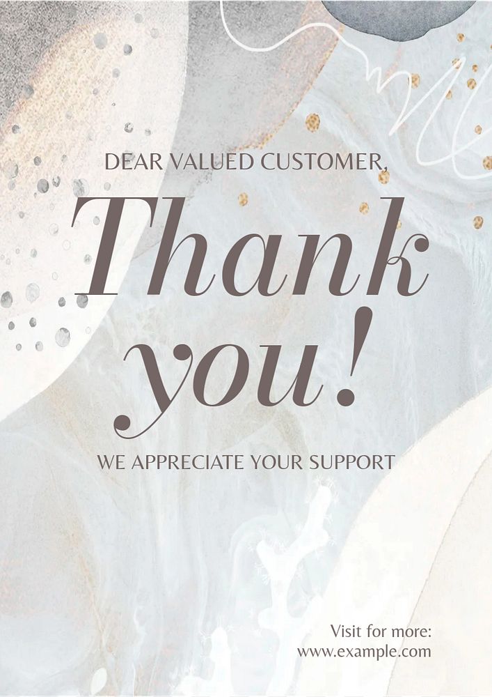 Thank you customer poster template, editable text & design