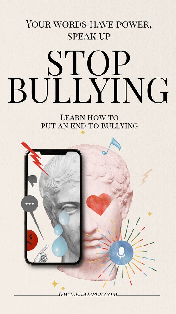 Stop bullying  Instagram story template, editable text