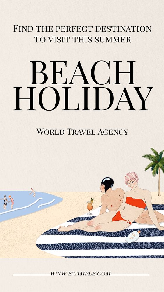 Beach holiday  Instagram story template, editable text