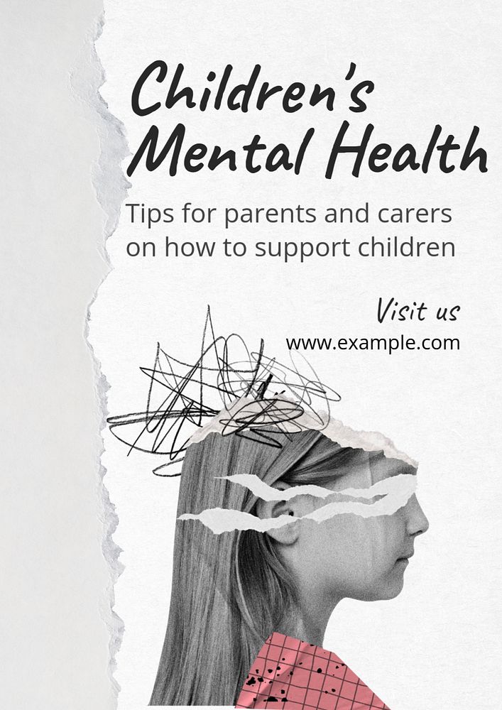 Children's mental health  poster template, editable text & design