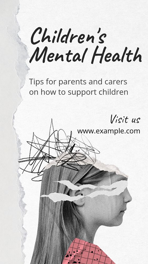 Children's mental health  Instagram story template, editable text