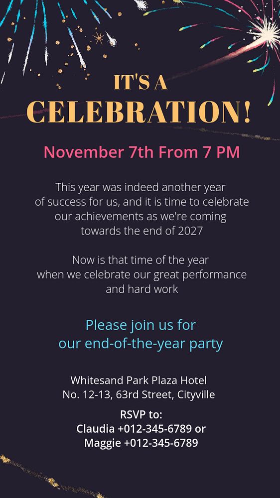 Celebration party Instagram story template, editable text