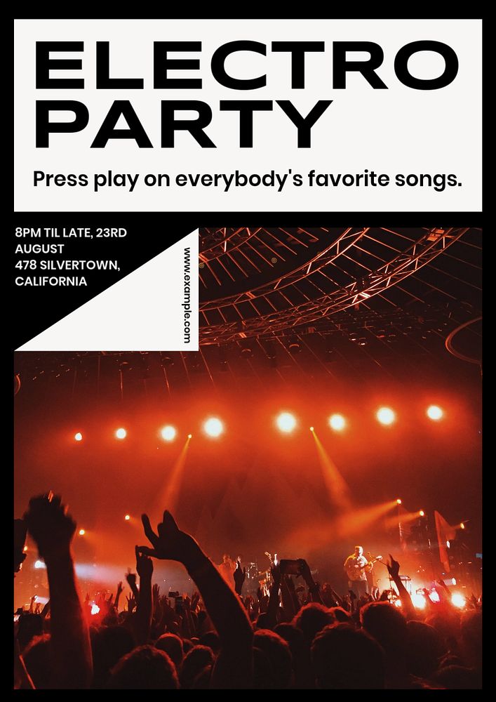 Electro party poster template, editable text & design