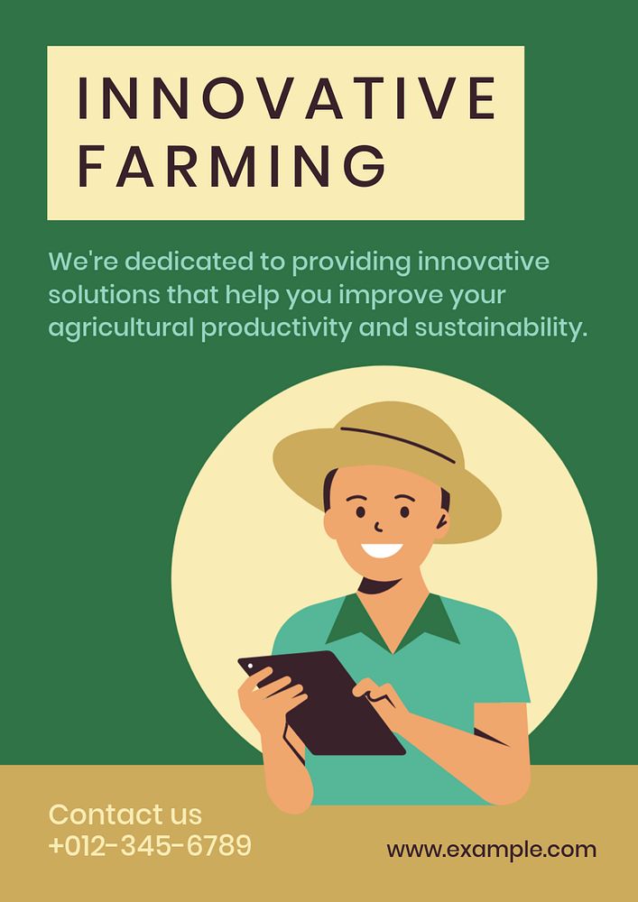 Innovating farming poster template, editable text & design