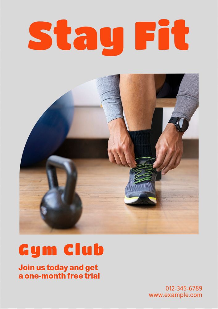 Gym & fitness poster template, editable text & design