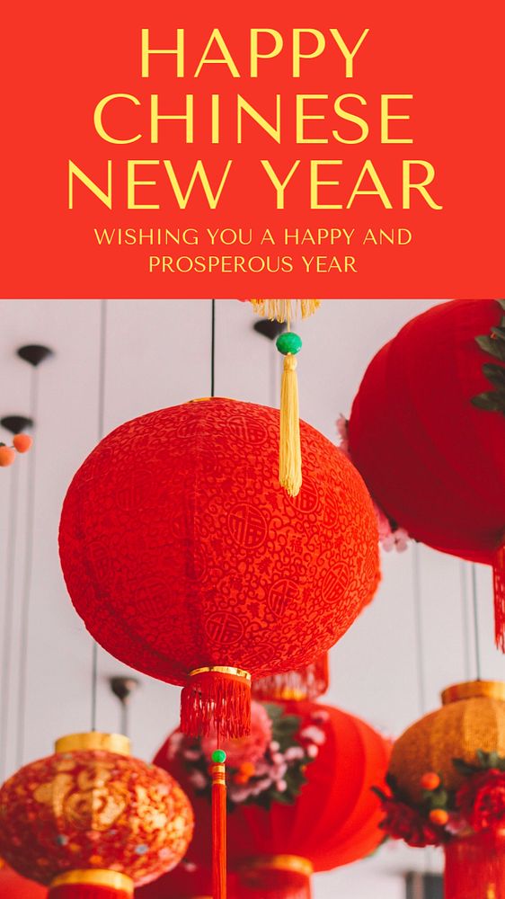 Chinese new year  Instagram story template, editable text