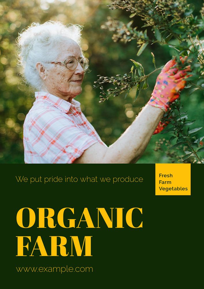 Organic farm poster template, editable text & design