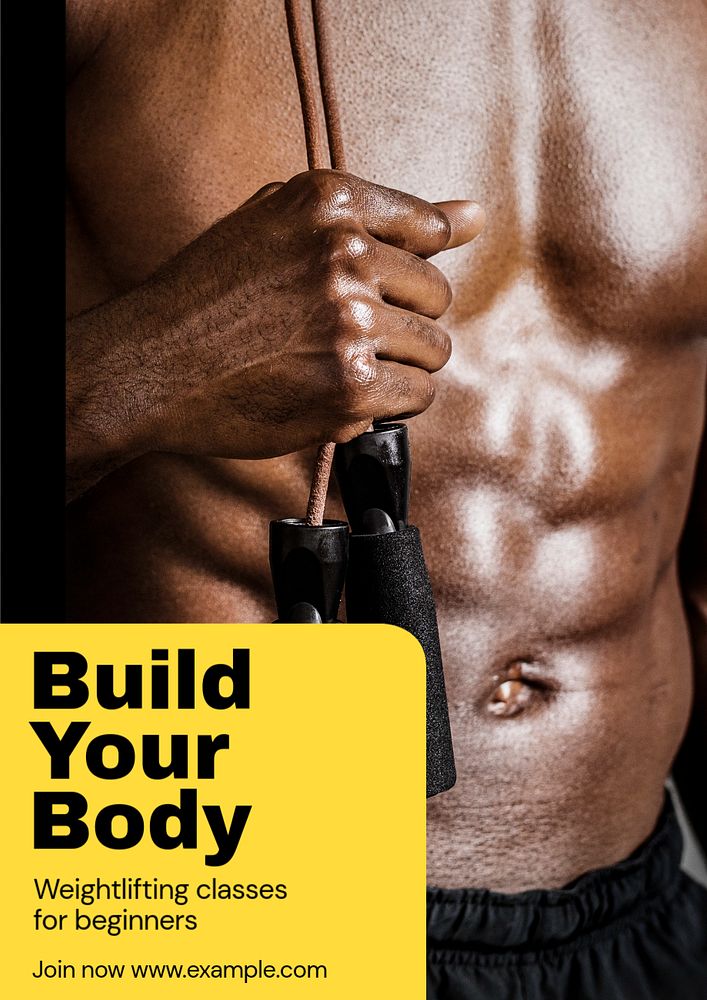 Build your body poster template, editable text & design