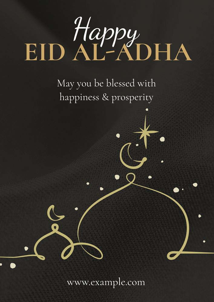 Happy Eid al-Adha poster template, editable text and design