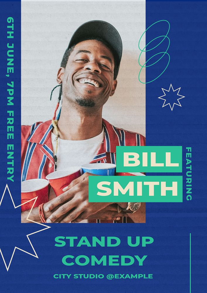 Stand up comedy  poster template, editable text & design