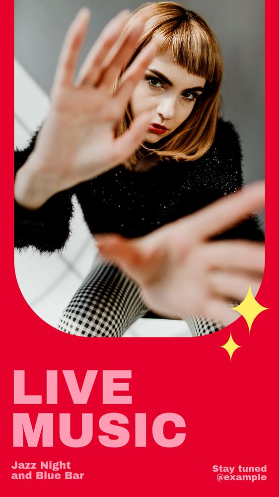 Live music Instagram story template, editable text