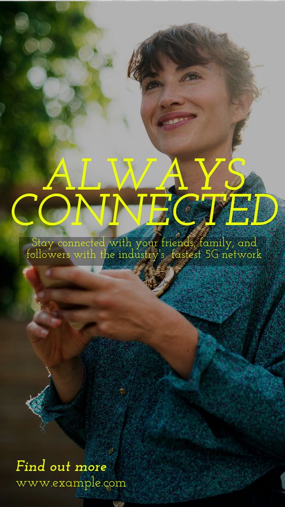 Always connected Instagram story template, editable text