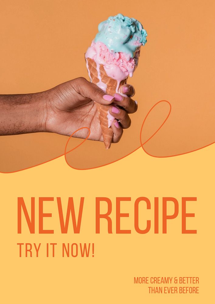 New recipe poster template, editable text and design